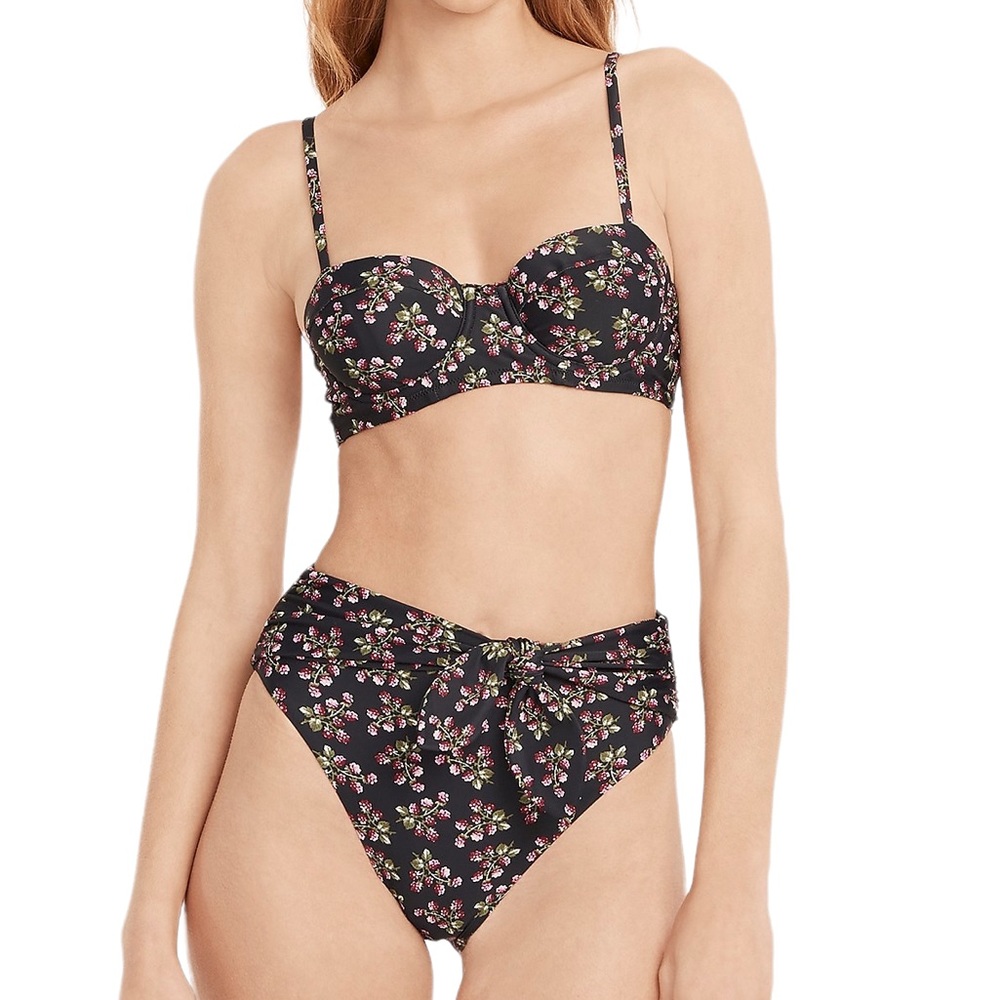J. Crew Strappy Underwire Tie High Rise Bikini in Twilight Berry NWT